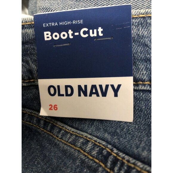 Old Navy Extra High Rise Kicker Boot Cut Button Fly Jeans W26 - Picture 6 of 7